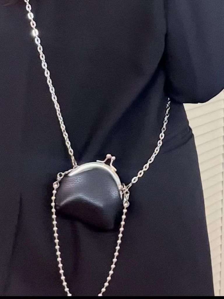 Mini Chain Shoulder Bag With Pu Leather And Woven Details For Daily Fashion