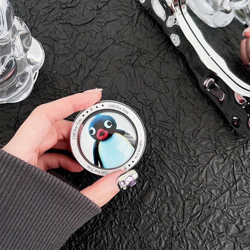 Cute Animal Glass Circular Magnetic Suction Phone Airbag Holder Back Sticker Extendable Desktop Lazy Ins Style