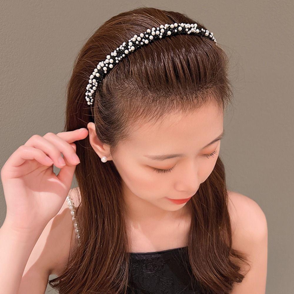 Thin Rhinestones Antislip Hairband Sweet Face Wash Hair Hoop Fashion Crystal Teeth Headband  Makeup