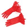 Evening Party Women Bridal Wedding Prom Lace Trim Bowknot Finger Short Gloves