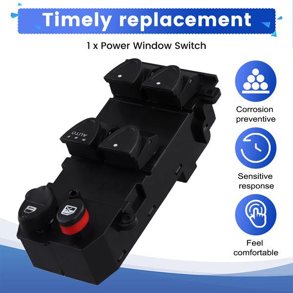 Black ABS Electric Window Switch 35750-SNV-U015, 1 pc: Fits