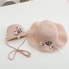 Newest holiday child girl straw hat and bag 2pcs a set floral sun hat baby beach Floppy Panama casquette gorros shoulder bags