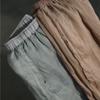 Johnature Damen Vintage Gerade Hose Einfarbig Elastischer Bund Hose Sommer Locker Gürtel Lässige Knöchellange Hose