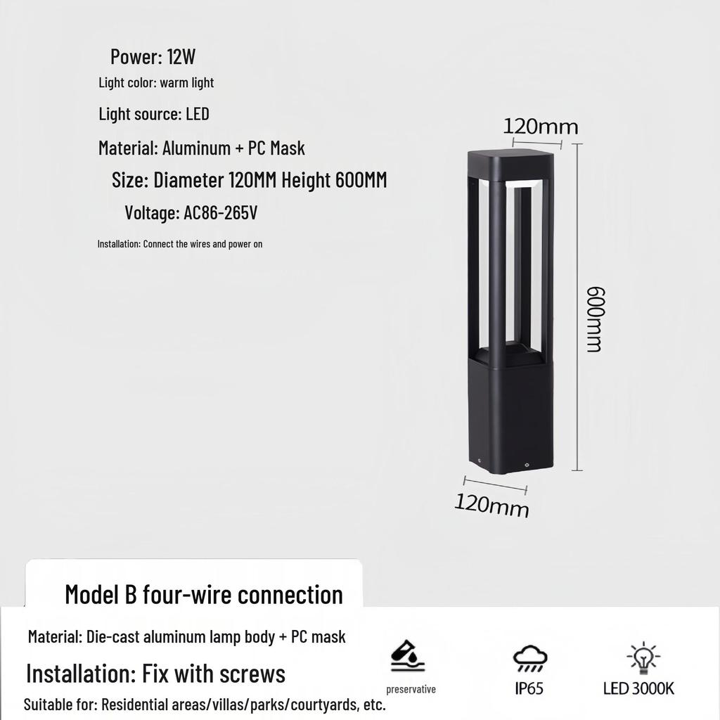 Solar-Powered LED Garden Lawn Lights - Waterproof, Modern, Outdoor Courtyard Lighting