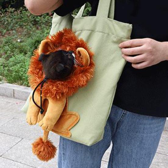 Yousheng Pet Carrying Bag Large Capacity Drawstring Hole Lion Modeling Pet Dog Cat Carrying Traveling Bag Pet Supplies