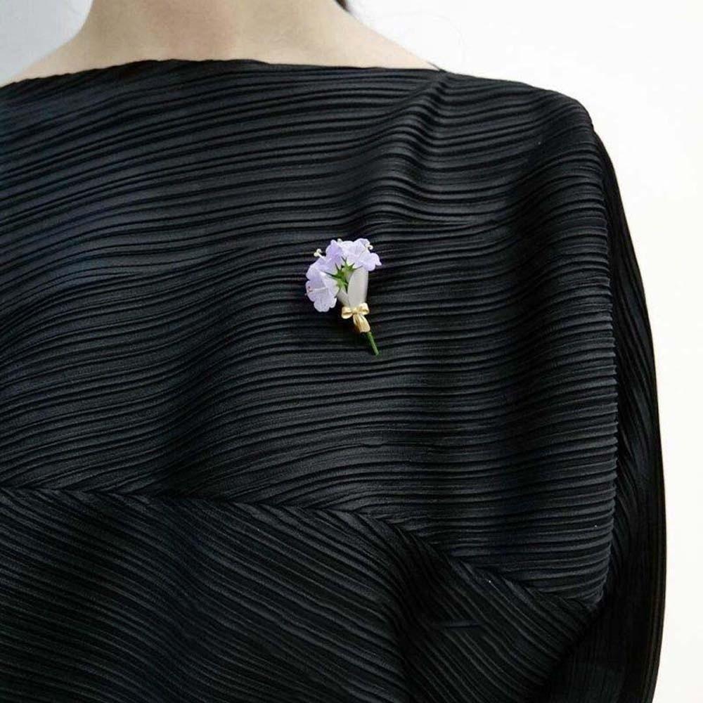 Elegant Flower Insertable Brooch Vintage Silver Glossy Pin Bouquet Brooch Women