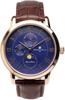 Moon Phase 5 ATM Water Business Leather Limited Pink Brown Men's Multi-Calendar Watch, Resistant, Formal, Strap, Edition, Gold, Blue,