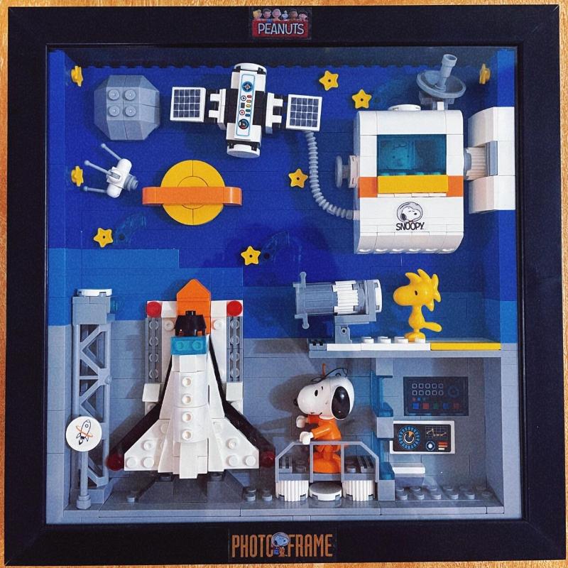 Snoopy Building Blocks Photo Frame Space Egypt Exploration Assembly Model Room Decoration Children'S Puzzle Toys Birthday Gifts