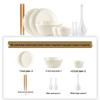 Japanese-Style Milk White Dishware Set: Creative Double-Handle Soup Bowl, Rice Bowl, Plate, and Vegetable Plate.