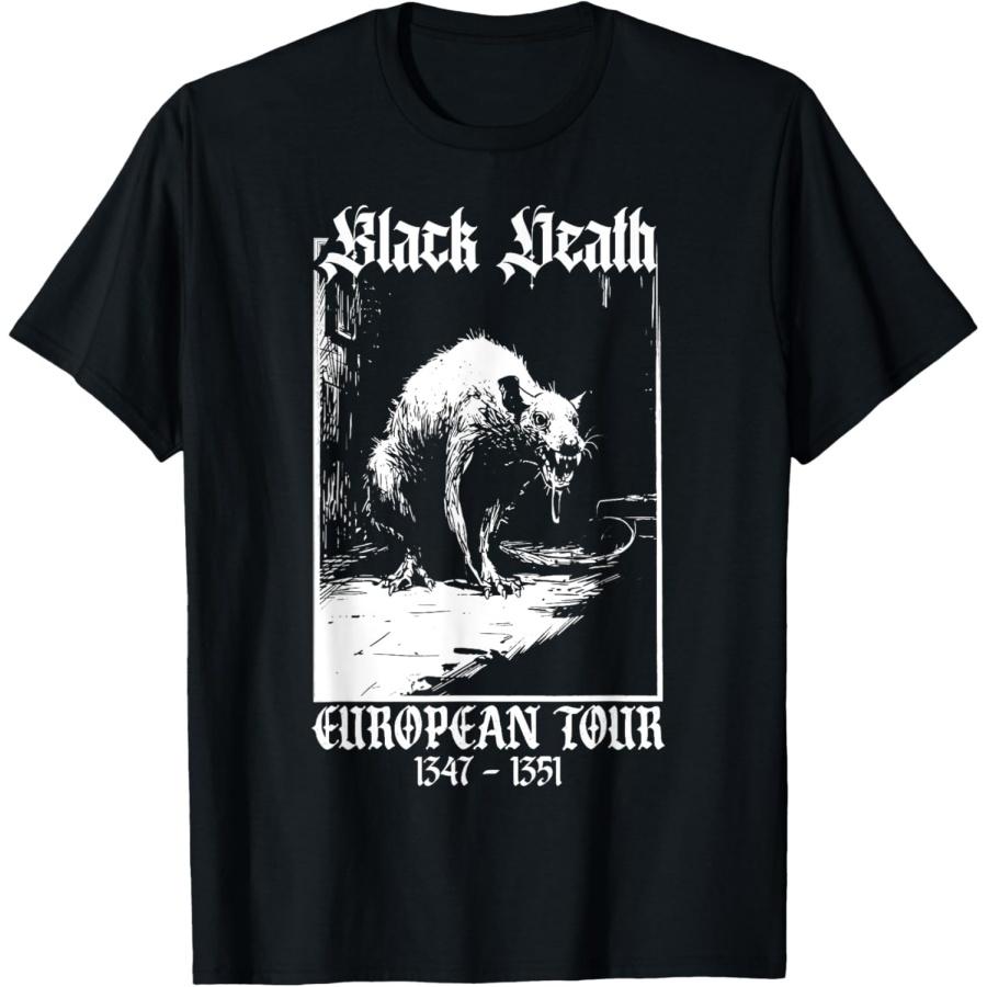 Black Death European Tour _ Plague Rat Medieval History Goth T-Shirt S чёрный
