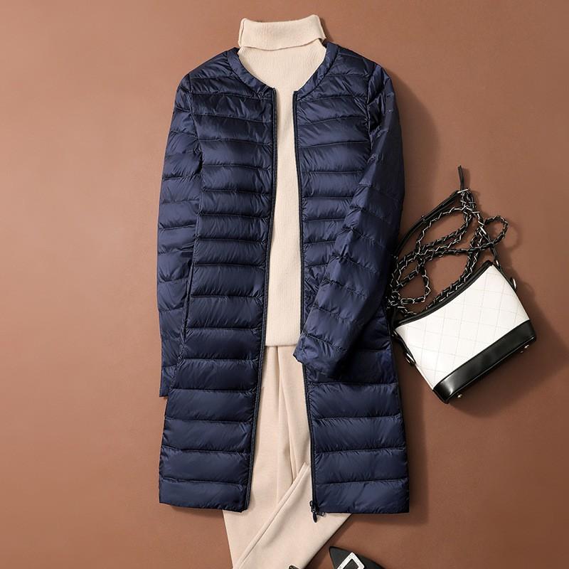 Womens Lightweight Down Coat Mid-Length Round