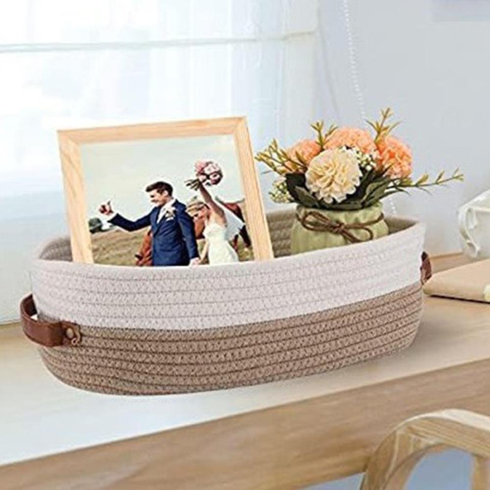 

Oval Organize Boxs Cotton Rope Desktop Sundries Organize Basket Key Cosmetics Storage 05