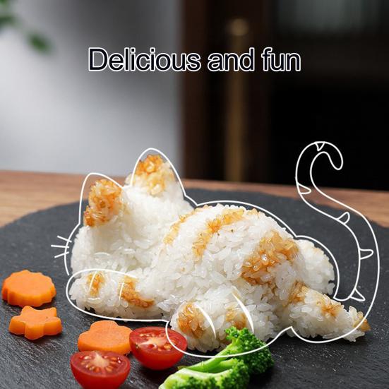 1/3/5Pcs Rice Ball Mold Food Grade Material Cat Shape Lying Flat Design Sushi Mold Easy Press Rice Ball Maker Kitchen Tool