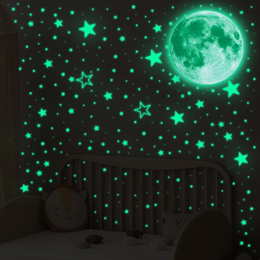 YG-7052 Autocolant de perete luminos fluorescent Stea Lună pentru decorarea sufrageriei, dormitorului și camerei copiilor