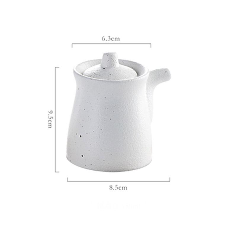 Japanese-style Ceramic Seasoning Pot Household Creative Kitchen Oil Salt Sugar Monosodium Glutamate Condiment Box Oil Pourer