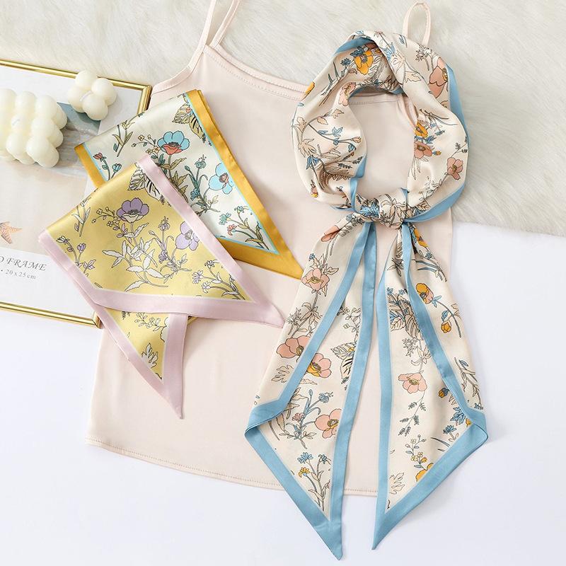 

Yan Xuan 2023, летний шарф из искусственного шелка с фаской, универсальный модный декоративный повязка на голову, модный длинный шарф с лентой