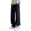 Men's Solid Color Loose Wide Leg Fleece Sweatpants Men's Casual Fashion Fleece Sweatpants