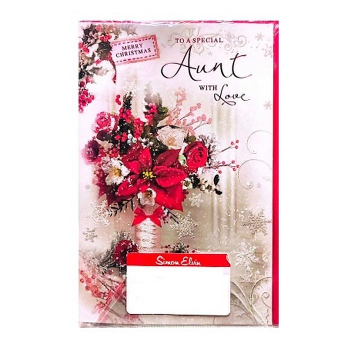 Simon Elvin To A Special Aunt Flowers Christmas Card (Pack of 6)