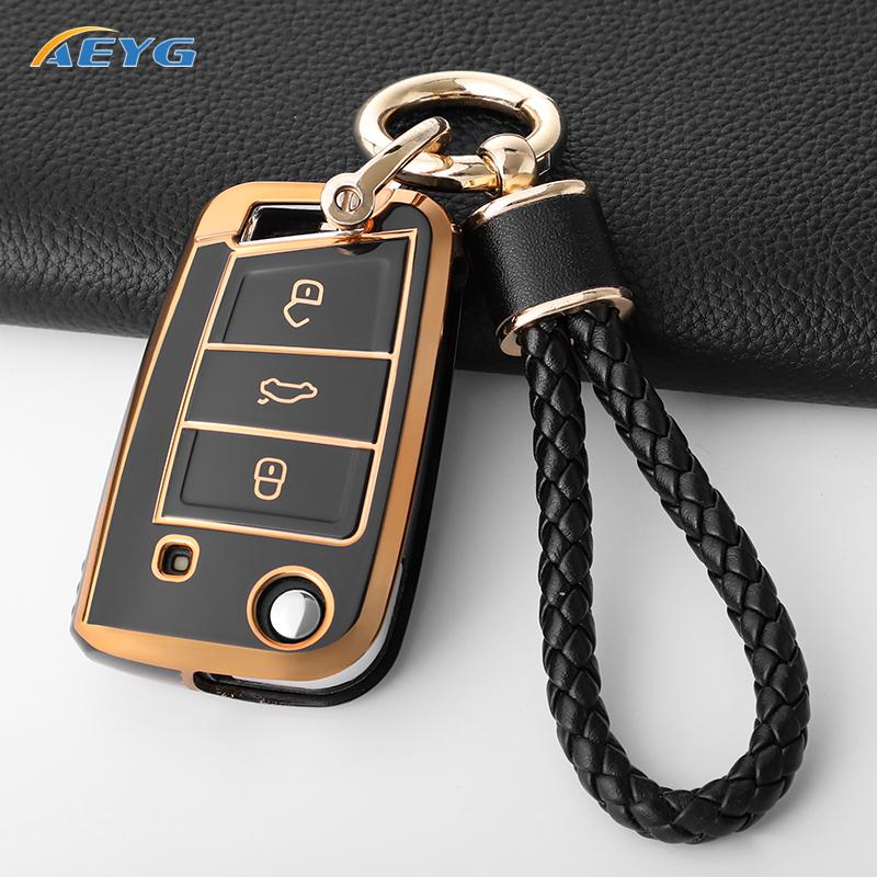 Car Key Case Cover Shell Fob For VW Volkswagen Golf 7 MK7 Tiguan MK2 Seat Ateca Leon FR Ibiza Skoda Octavia Kodiaq