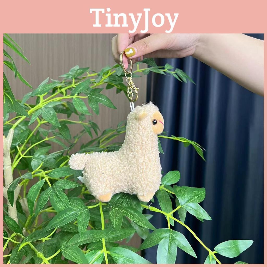 Charming And White Pink Alpaca Plush Doll Keychain Fluffy Adorable Pendant Bag