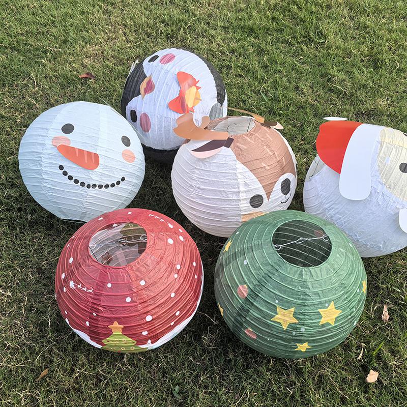 6Pcs Christmas Paper Lantern Set Cute Snowman Santa Claus Hanging Ornaments Xmas Festival Decoration for Home New Year 2026 Gift