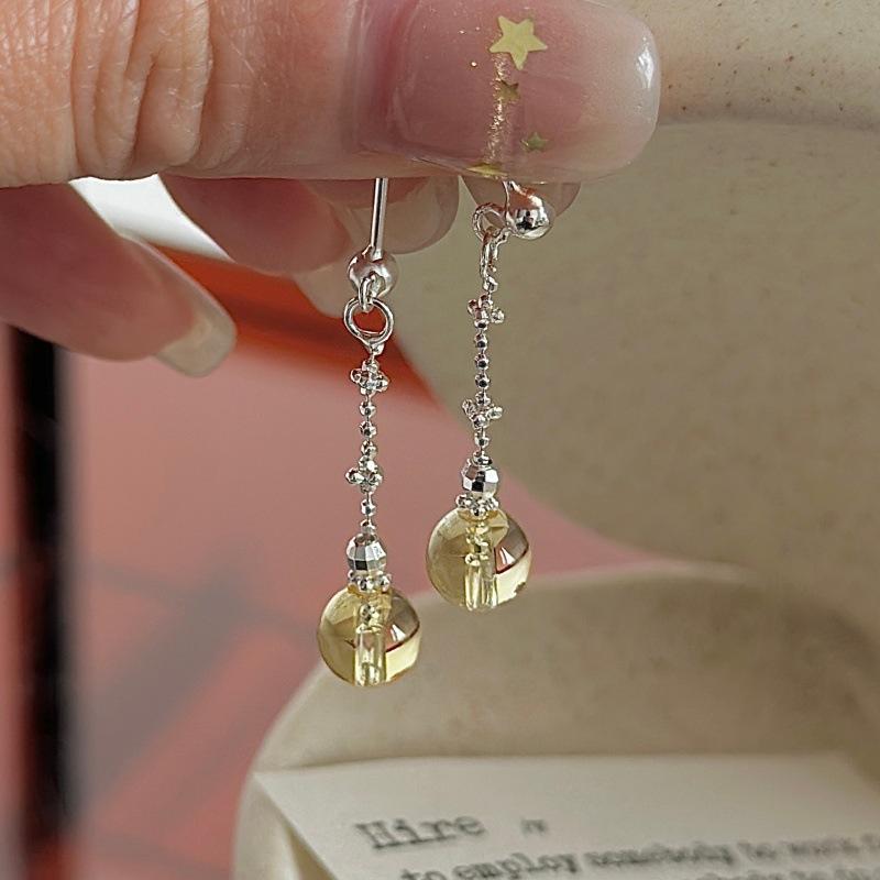 

Design sense fashionable retro citrine earrings style simple retro ear jewelry 925 silver