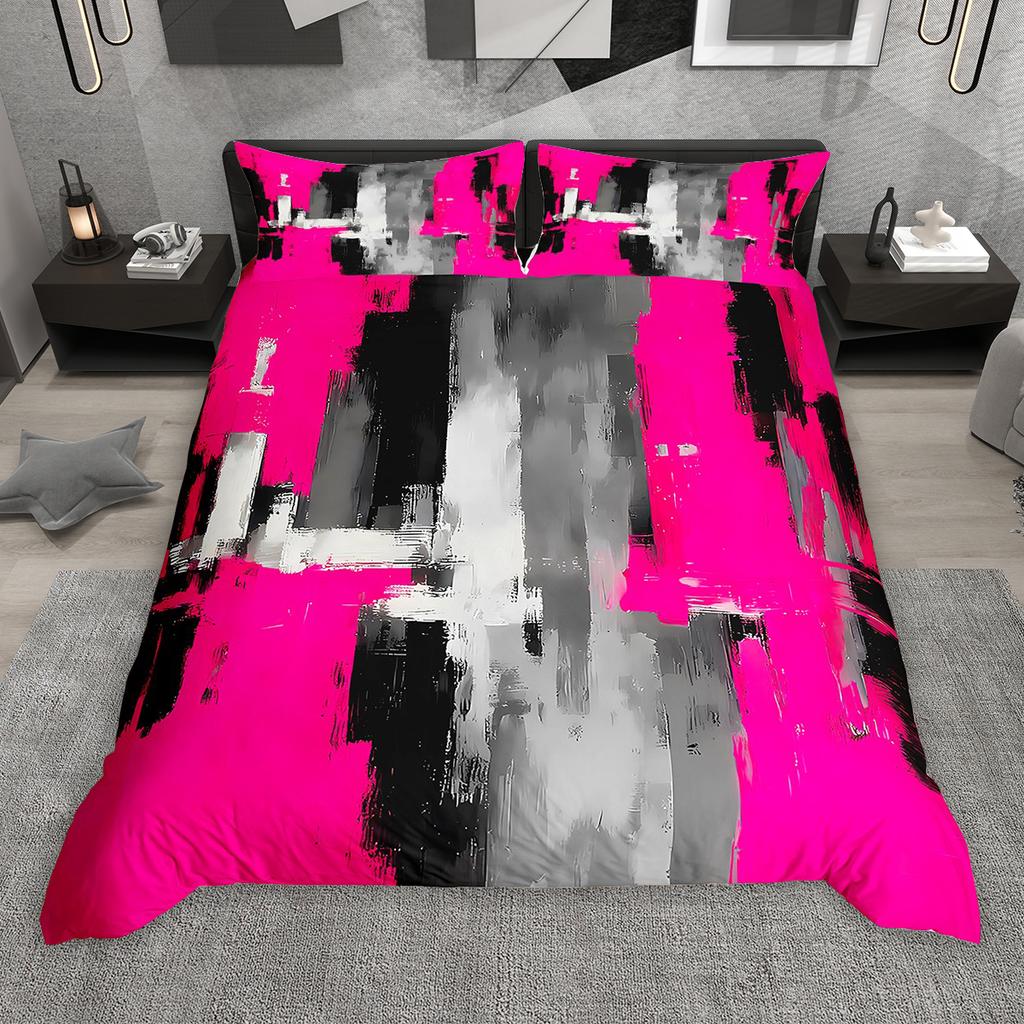 Homewish Watercolor Ombre Aesthetic Duvet Cover Set 2pcs/3pcs, Graffiti Oil Painting Bedding Set, Modern Gradient Bed Set