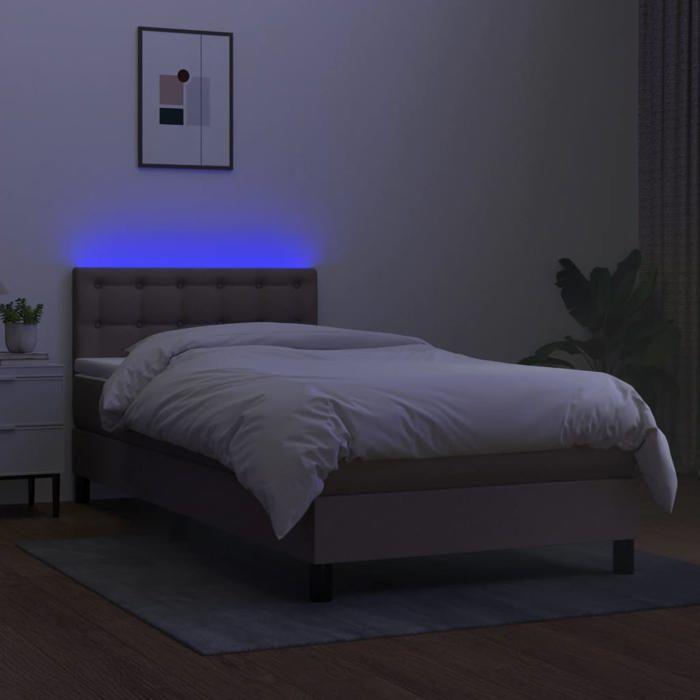 Exklusives Haus - Lattenrost mit LED-Matratze Taupe 100x200 cm Stoff