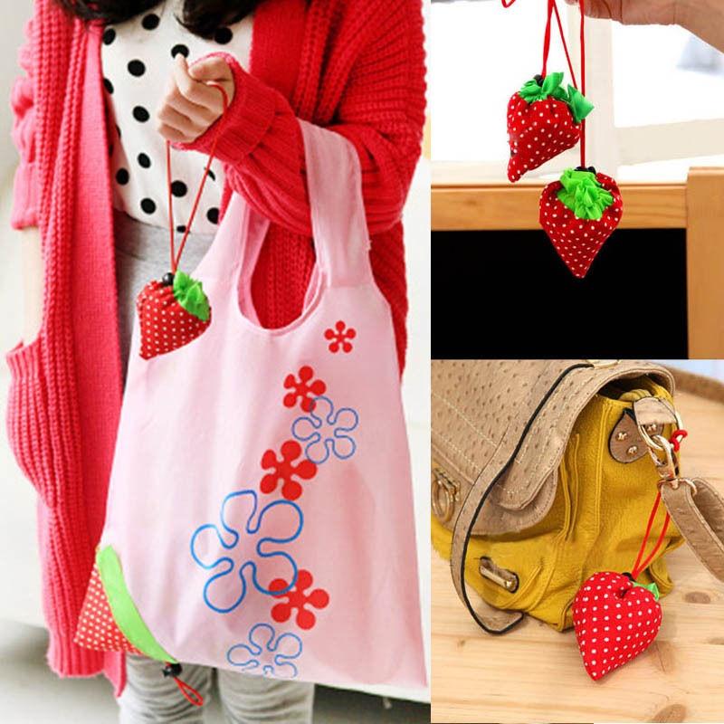 Eco Storage Handbag Strawberry Foldable Shopping Bags In Vibrant Colors For Everyday Use