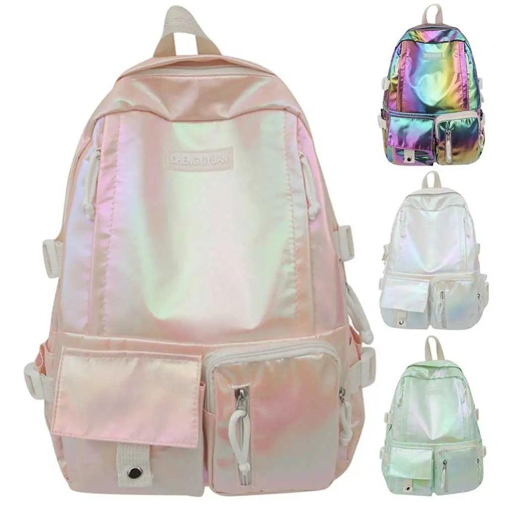 Multi-Pocket Laser  Backpack Large Capacity Shoulder Bag Creative Students School Bag  Outdoor