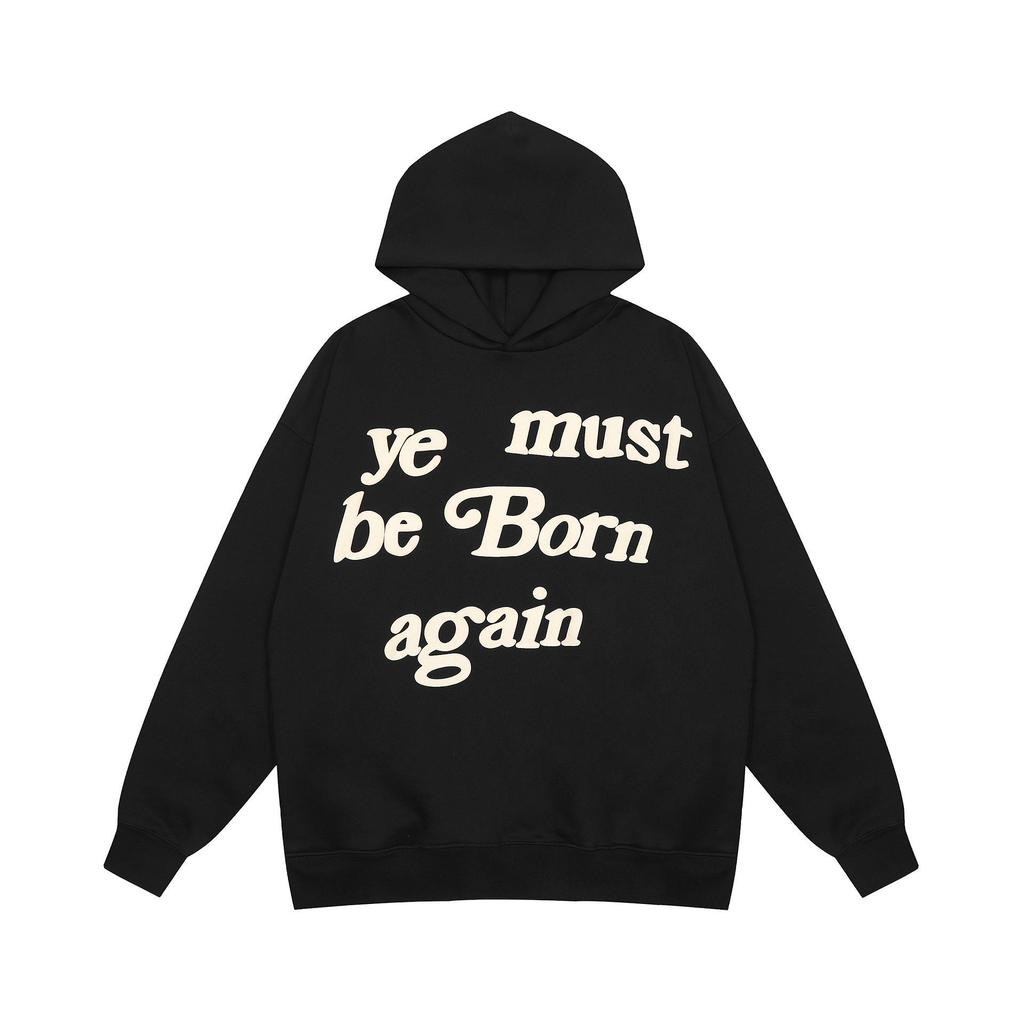 Kanye Style 'Ye Must Be Born Again' Foam Letter Velvet Hoodie