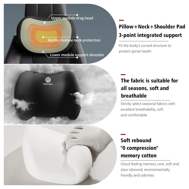 For Volkswagen VW Car Neck Waist Pillow Breathable Fabric Memory Cotton Fatigue Relief Polo Jetta Sagitar Magotan Passat B5 B6 zg2