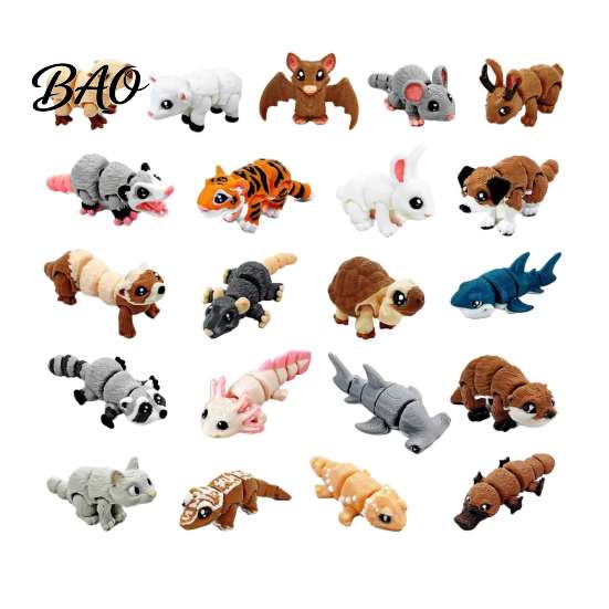 Educational Sensory Play Items 21PCS 3D Printed Articulated Animal Figurines Set, Mini Flexible Joints Figures, Desktop Toys Realistic Ornament,