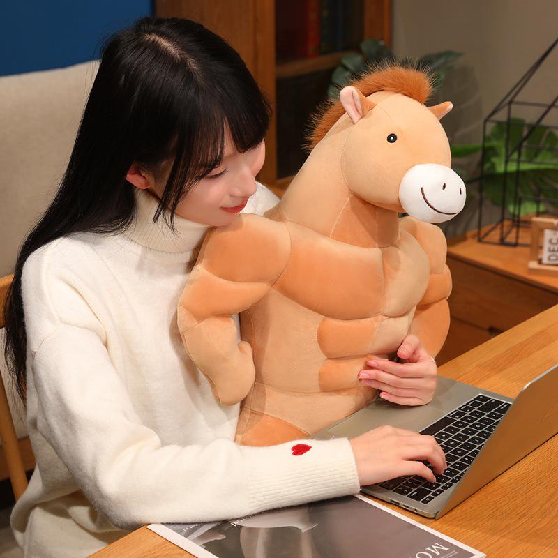 Year of the Horse Muscle Plush Toy - Fun Hug Pillow and Gift for Boyfriend or Girlfriend