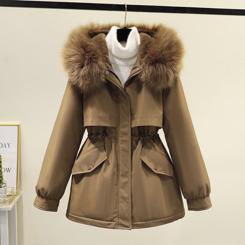 2023 winter new slim-fitting small Parker tooling cotton women's short fashion velvet thickened Parker cotton clothes