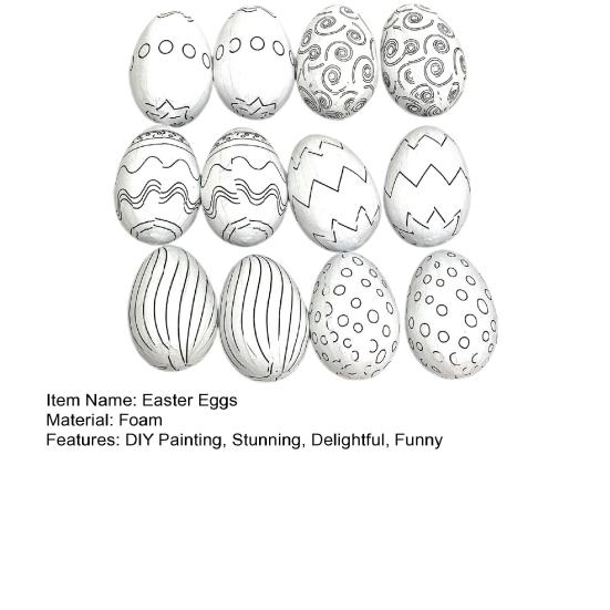 12 Pcs Foam Easter Eggs for Crafts DIY Painting Fake Eggs for Easter Christmas Holiday Art Crafts Making School Projects