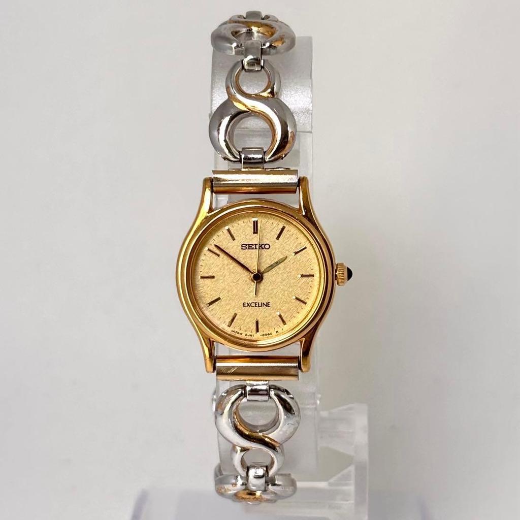 Used [New battery operation] Seiko Excelline Breath Watch Combi Watch Chain