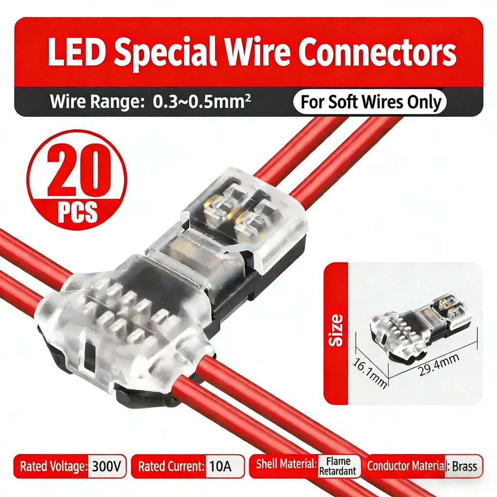 Low Voltage Wire Connector, Quick Terminal Connections Solderless Wire Splice Connector, T Tap Wire Connectors