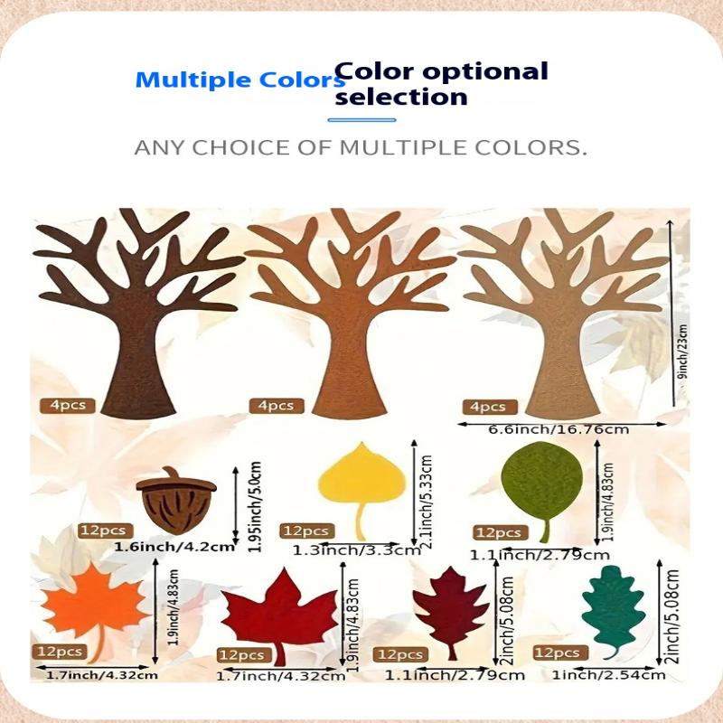 96 Stück DIY Filzbaum Handgemachtes Bastelset für Herbst-Wohndekoration Erntedankfest Partygeschenke Weihnachts-Wandbehang Dekor Zubehör