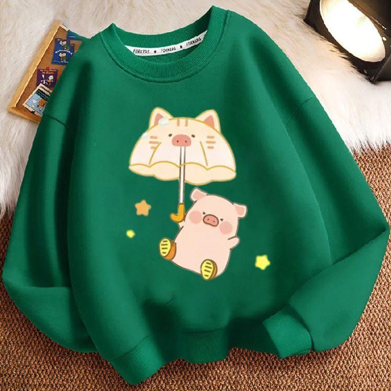 

Girls Fashionable Cartoon Piglet Hoodie Spring and Autumn Children s Loose Long-sleeved Top 160