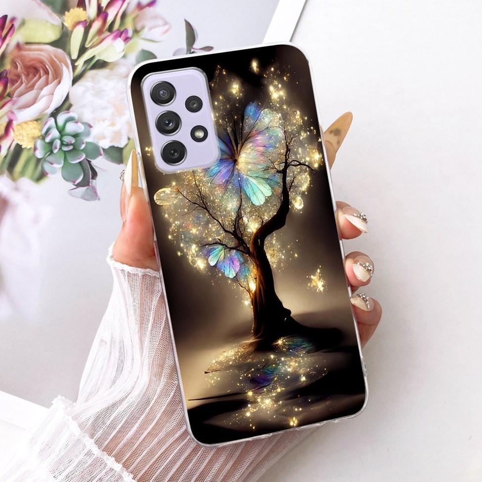 Transparent For Samsung Galaxy A72 4G Case Cute Fashion Flowers Funny Painted Casing For Samsung A72 4G SM-A725M SM-A725F Cover