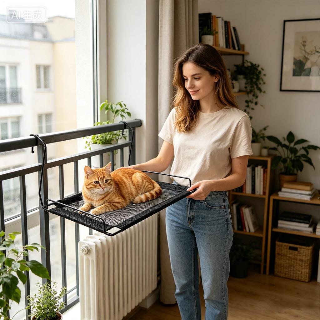 Cat Hammock Stand Breathable Mesh Foldable Bed Folding Indoor Cat Window Perch For Kitten Small Medium Large Breed Indoor Home