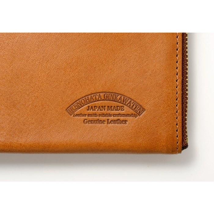 [Ikenohata Ginkawaten] Italian Shrink Leather L-Zip Long Wallet, Coin Purse, Bill Compartment, Men's/Women's, Thin, Genuine Leather, Made