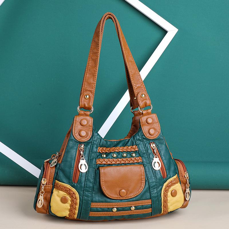 Damen 2025 Retro Handtasche mit großem Fassungsvermögen - Vielseitige einfache PU Schulter-Umhängetasche