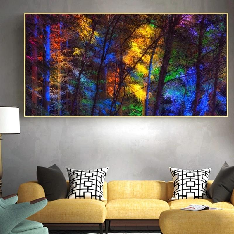 Color Forest Trees Canvas Painting Large Size Poster Art Printing Modern Art Wall Painting Living Room Bedroom Home Decoration