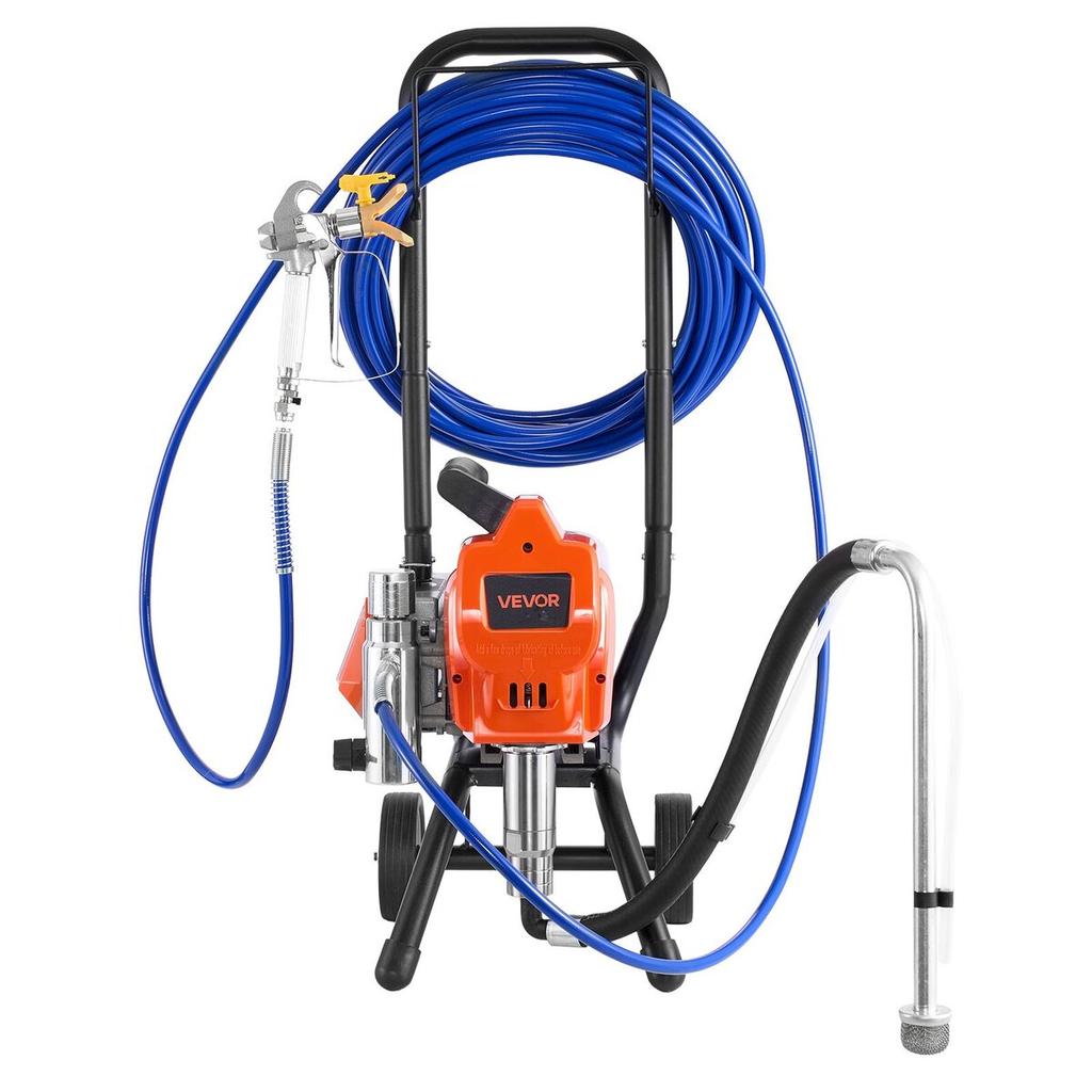 Stand Airless Paint Sprayer, 1500W, 3300PSI High Pressure Airless Sprayer with Cart, Cleaning Brush, Hose, Extension Rod, Nozzles, Electric Spray