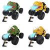 Remote Control Dinosaur Car Triceratops Green RC Stunt Car Toy with Spray and Light
