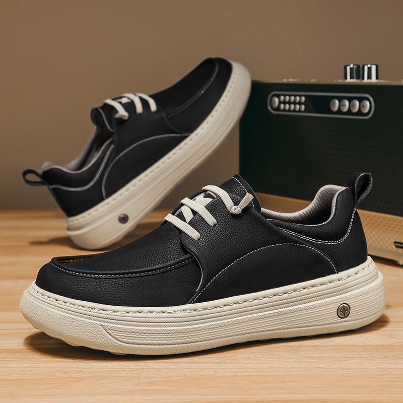 New Men's Thick Bottom Shoes Fashion Casual Leather Oxford Shoes Retro Versatile Soft Leather Soft Bottom Flat Designer Shoe