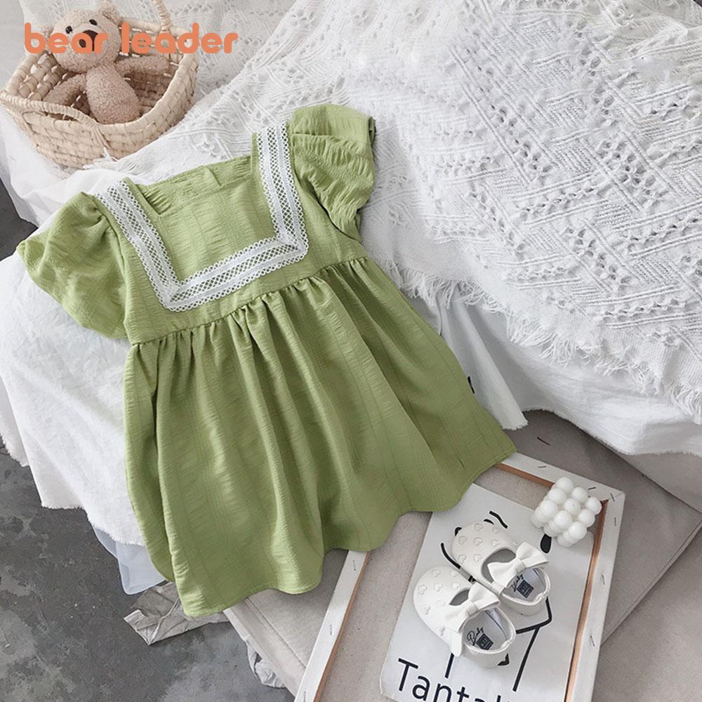 

Медведь Лидер Летние девочки Платье Корейский Повседневный Однотонный Цвет Симпатичный Короткий Рукав Кружева Принцесса Платье New Baby Дети Детская одежда