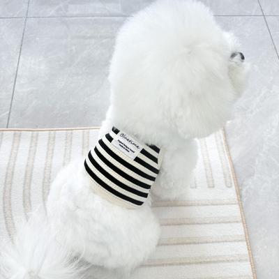 Podzimní Nové Oblečení pro Tažení Psa a Kočky Teddy Bichon Frise Pruhovaná Vesta